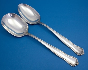 Large vegetable spoon with matching potato spoon, silver-plated serving spoon