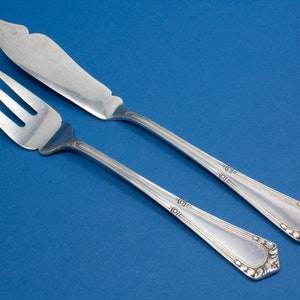 Silver plated fish cutlery for 1 person, art nouveau cutlery from around 1910