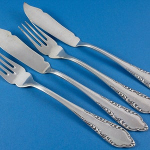 Fish cutlery for 2 people, candle light dinner, 2 fish forks, 2 fish knives
