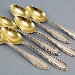 6 rare mocha spoons, silver plated