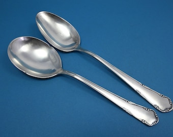 2 serving spoons, large vegetable spoon with matching potato spoon