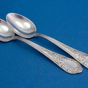 2 rare mocha spoons, silver plated