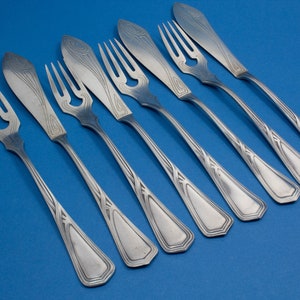 Fish cutlery for 4 persons, WMF 37 curved bands