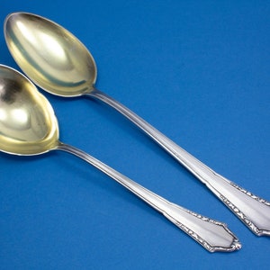 Large vegetable spoon with matching potato spoon, Rococo, silver-plated serving spoons