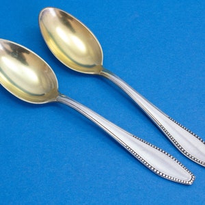 6 rare mocha spoons, silver plated, pearl