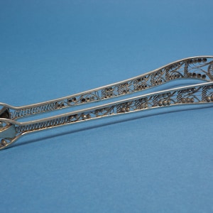 Noble silver tongs, ice cube tongs, sugar tongs, filigree