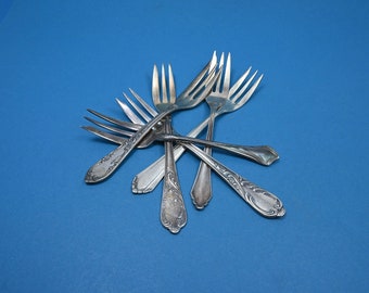 6 silver-plated cake forks, mix and match, shabby chic