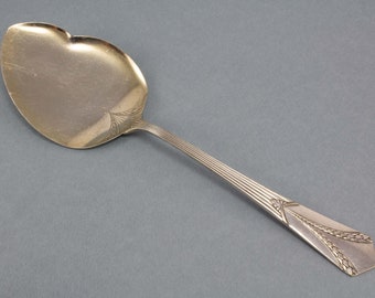 Silver plated ice cream serving spoon, antique ice scraper