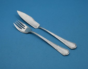 Silver-plated fish cutlery for one person, Wellner Kreuzband