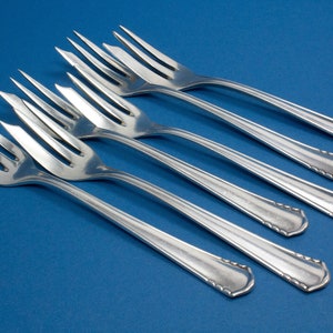 6 vintage cake forks by Bruckmann, silverplated, grain pattern image 1