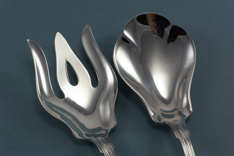 fork and spoon silver plated serving cutlery Beautiful salad servers