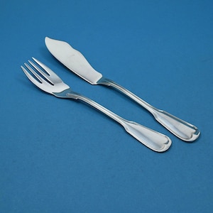 Silver-plated fish cutlery for one person, WMF Augsburger Faden