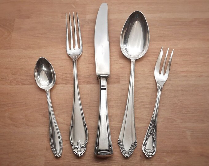 Mix and Match Cutlery Set, Silverplated Vintage Cutlery for Your