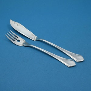 Versilbertes Fischbesteck für eine Person, Art Deco