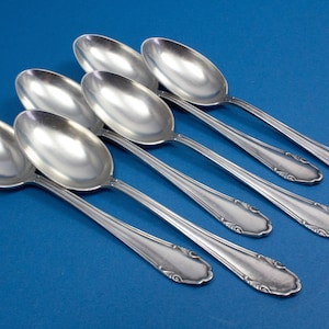 6 silver plated tea spoons, art nouveau