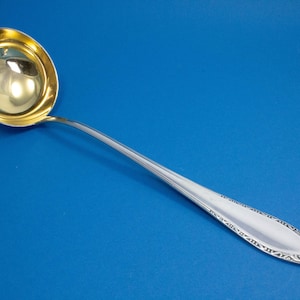 Silver plated soup ladle, vintage cutlery