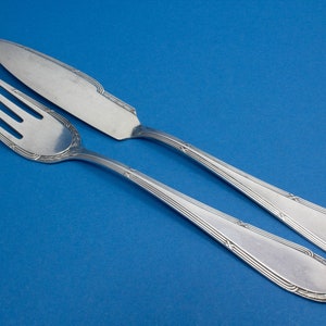 Silver plated fish cutlery for one person, WMF 200 crossed ribbons