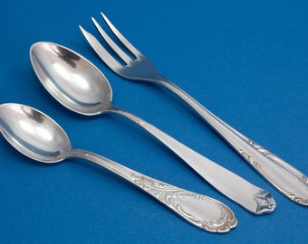 Cutlery set for coffee and cake, silver plated, teaspoon, cake fork, mocha spoon