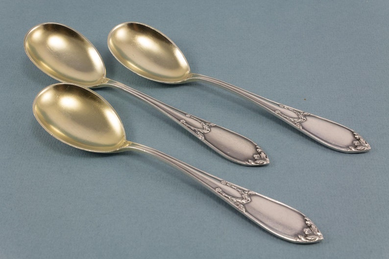 3 antique ice cream spoons silver plated rare spoons for ice Etsy