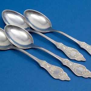 4 rare mocha spoons, silver plated, Robbe und Berking