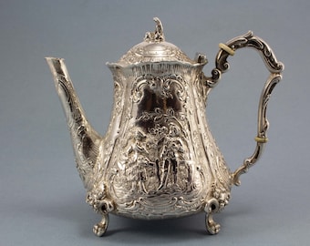 Rare 800 silver mocha pot, Wilhelm Weinranck Hanau, 1900