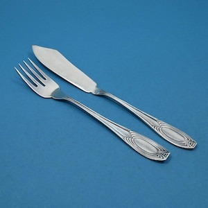 Versilbertes Fischbesteck für eine Person, Art Deco
