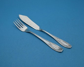 Silver-plated fish cutlery for one person, Art Deco