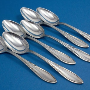 6 silver plated tea spoons, art nouveau