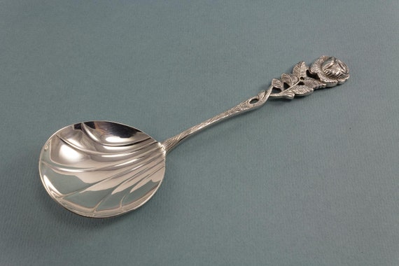 Cream spoon silver plated vintage spoon with roses