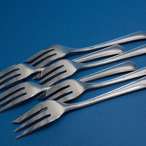 6 vintage cake forks by Bruckmann, silverplated, grain pattern image 5