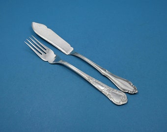 Silver plated mix and match fish cutlery for one person