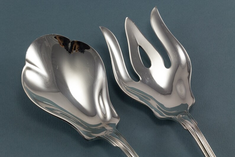 fork and spoon silver plated serving cutlery Beautiful salad servers