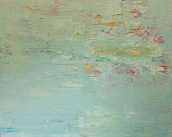 Abstract landschapsschilderij 24 x 36 | Kunstwerk met getextureerde olie en koude was