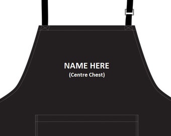Custom made  Embroidery Apron, Chef Name, Master Cook , King BBQ, Gardener, Hairdresser Salon Apron. Personalised, tailored to your order.