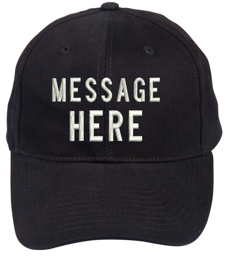 Custom made embroidery caps, hats with your own names or messages. Personalized, tailored made to the specifications of an individual order. image 1