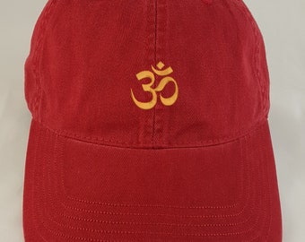 Om, Ohm, Aum spiritual symbol cap | meditation yoga | chanting Om | A fashionable, soft and beautifully embroidered hat or baseball cap.