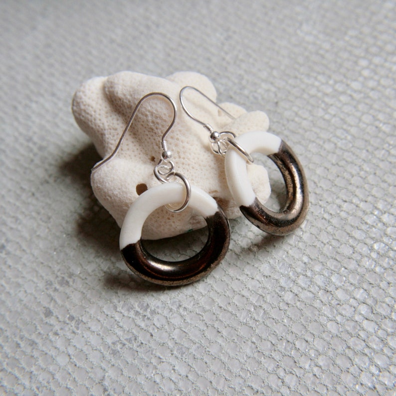 gift for minimalist simple and elegant loop earrings ceramic earrings Hoop earrings from porcelain