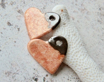 Ceramic pendants, porcelain hearts, clay pendants, heart pendants, clay pendants for earrings