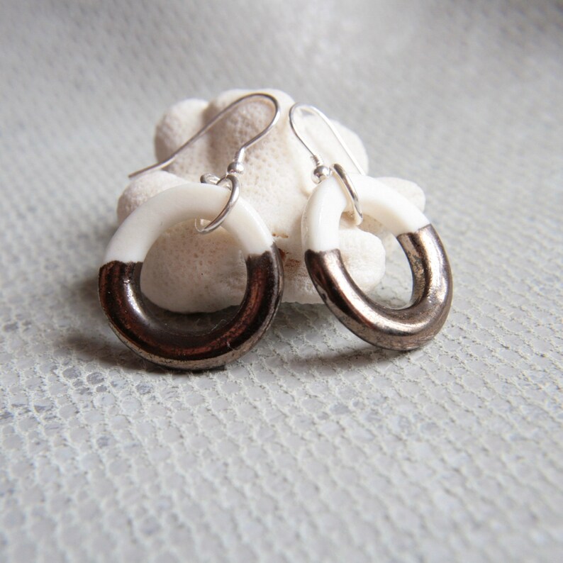 gift for minimalist simple and elegant loop earrings ceramic earrings Hoop earrings from porcelain