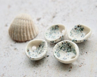 Seashell bracelet charms, ceramic pendants, porcelain pendants, charms for necklace or earrings, quail colour