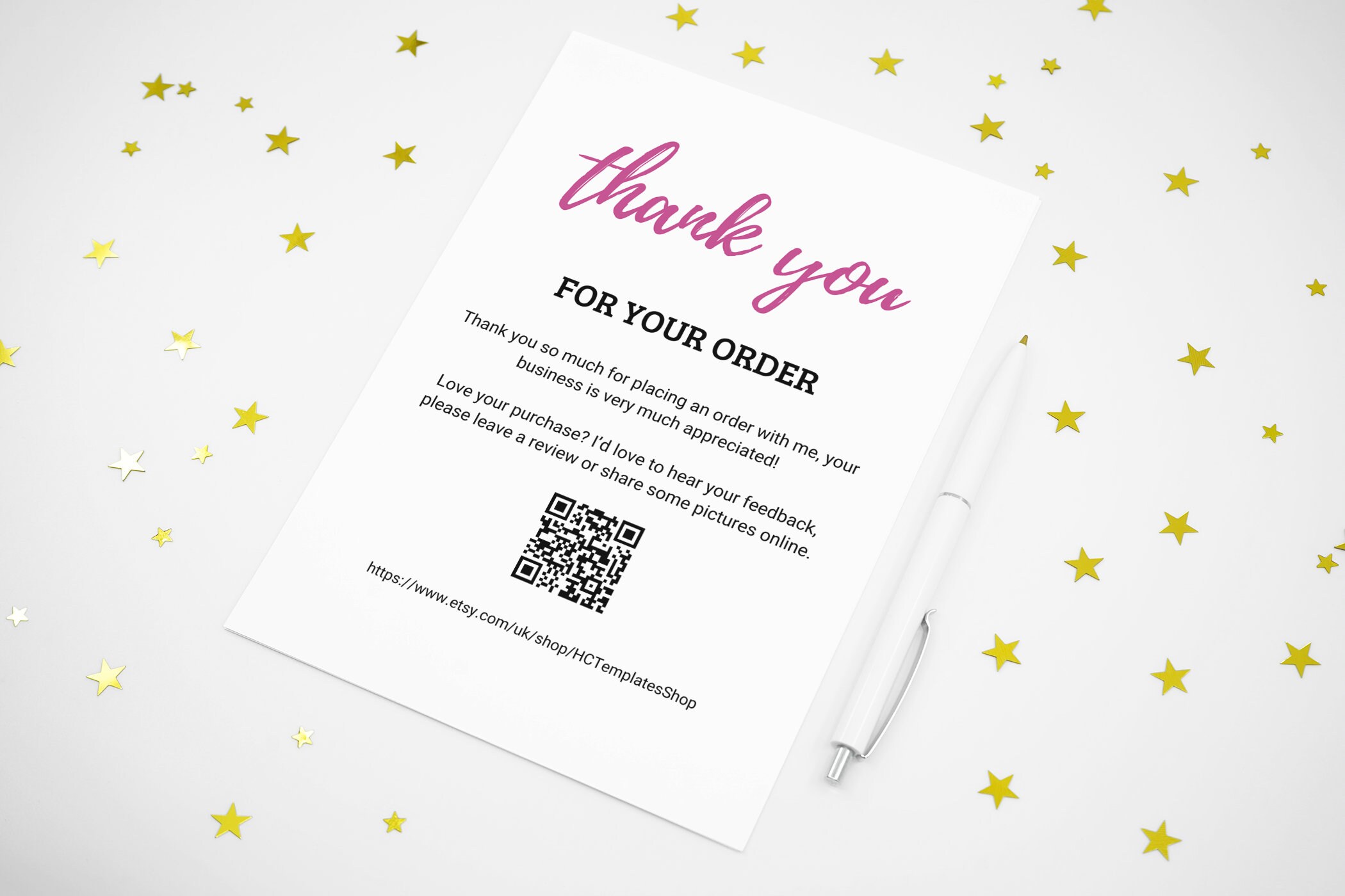 Order Thank You Card Template Editable Canva Template Order Insert ...