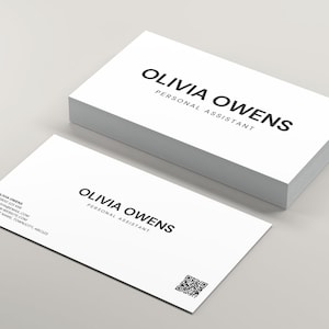 Diseño mínimo de tarjeta de presentación, plantilla Canva editable, tarjetas de presentación imprimibles, plantilla de tarjeta de presentación minimalista, tarjeta de código QR comercial