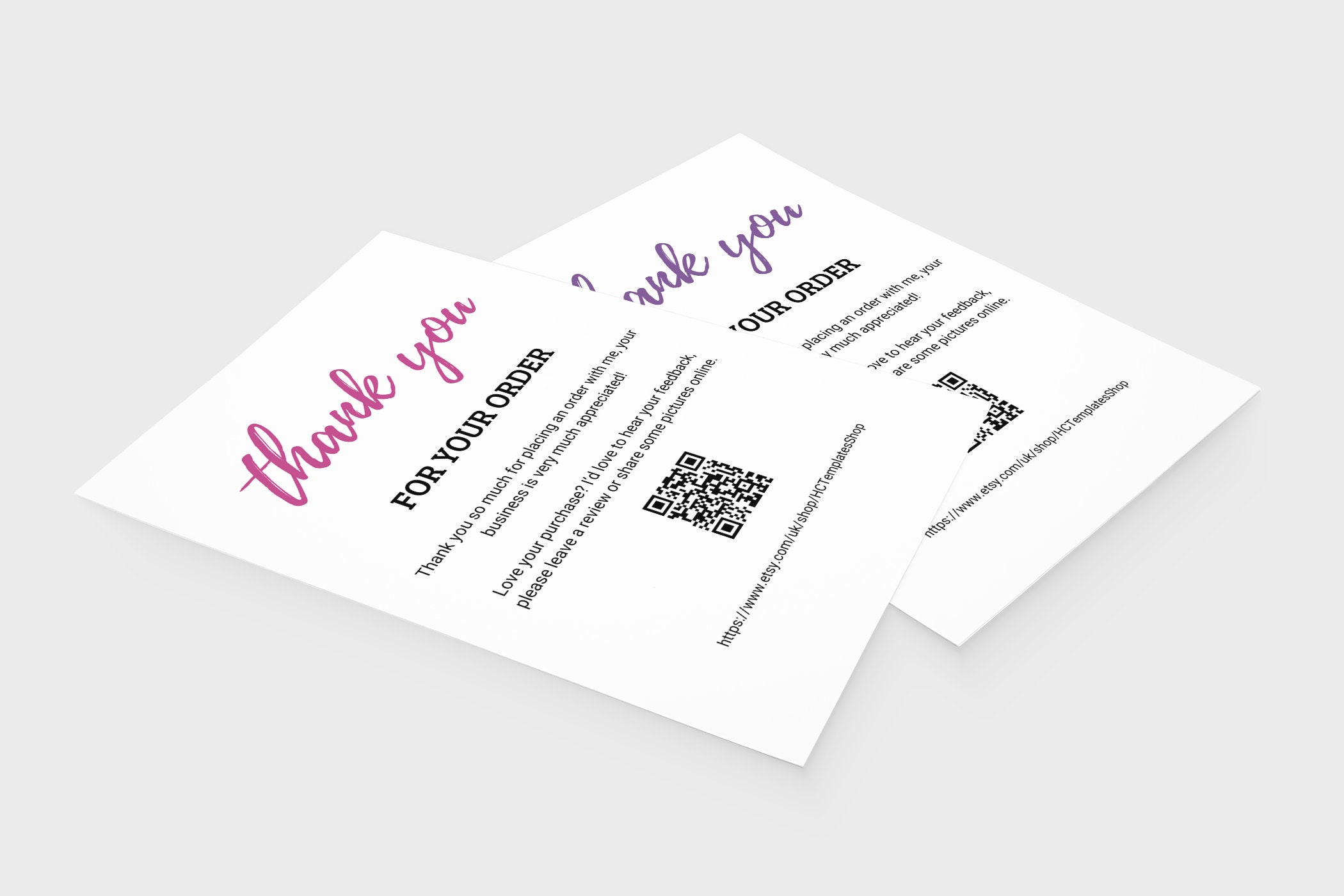 Order Thank You Card Template Editable Canva Template Order Insert ...