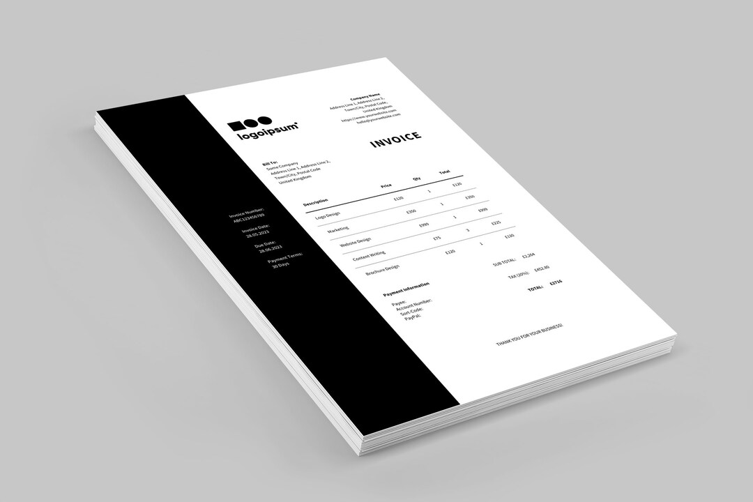 Digital Editable Invoice Template | Professional Modern Invoice ...