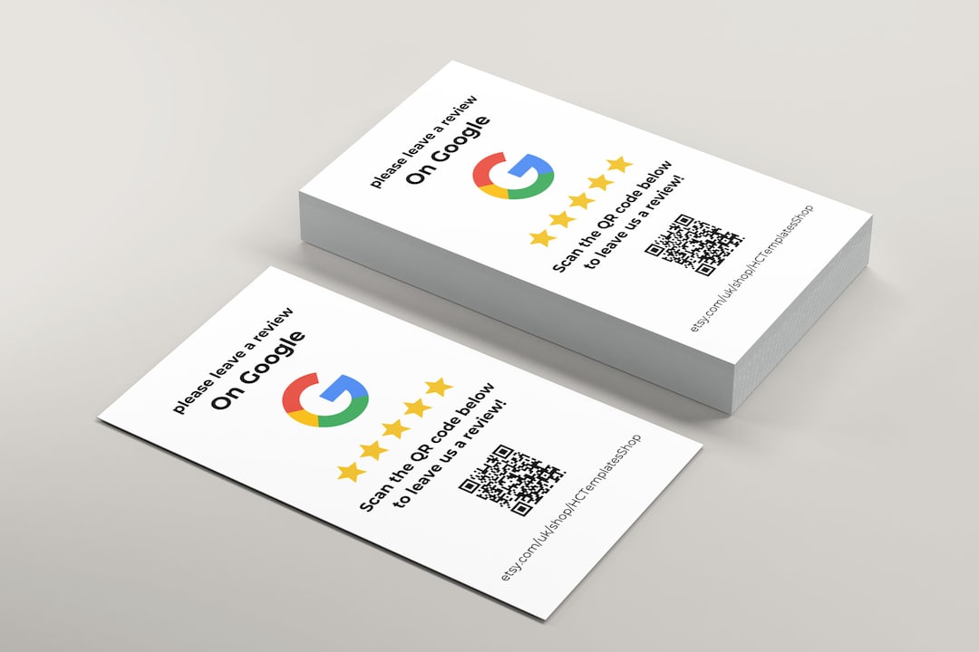 Google Review Card Template | Google Review QR Code Cards | Editable ...