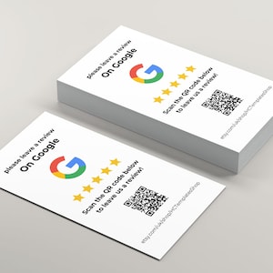 Google Review-kaartsjabloon | Google Review QR-codekaarten | Bewerkbare Canva-recensiekaarten | Thuis afdrukken | Google-visitekaartje