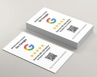 Google Review Card Template | Google Review QR Code Cards | Editable Canva Review Cards | Print at Home | Google Business Card