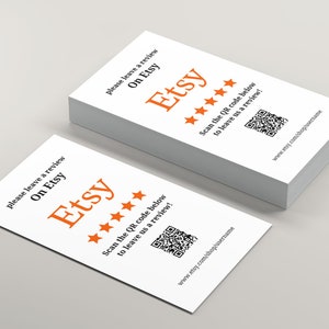 Etsy レビュー カード テンプレート | Etsy セラー レビュー QR コード カード | 編集可能な Canva レビュー カード | 自宅で印刷 | Etsy セラー カード