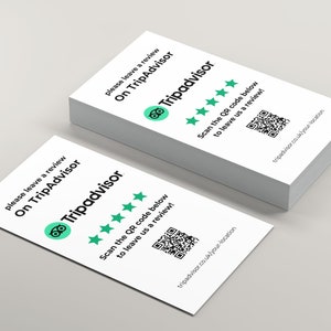 TripAdvisor レビュー カード テンプレート | QR コード カード | 編集可能な Canva レビュー カード | ホテル、B&B、レストラン、パブ向け TripAdvisor カード