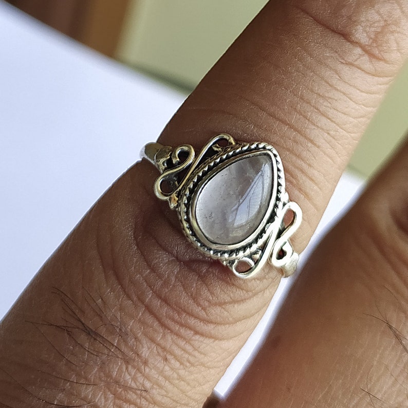 January Birthstone Ring Gift Ring Rose Quartz Ring sterling silver ring handmade silver ring 92.5/% solid sterling silver
